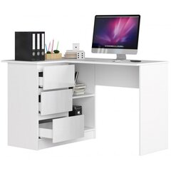 Rašomasis stalas NORE B16, kairinis, baltas blizgus kaina ir informacija | Kompiuteriniai, rašomieji stalai | pigu.lt
