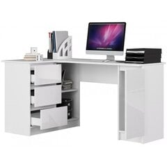 Письменный стол NORE B20, левый вариант, белый глянцевый цена и информация | Компьютерные, письменные столы | pigu.lt