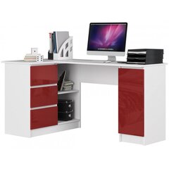Письменный стол NORE B20, левый вариант, белый/красный цена и информация | Компьютерные, письменные столы | pigu.lt