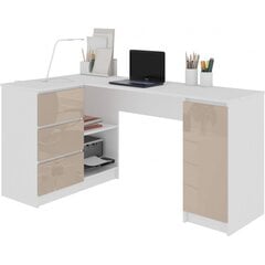 Письменный стол NORE B20, левый вариант, белый/коричневый цена и информация | Компьютерные, письменные столы | pigu.lt