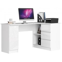 Письменный стол NORE B20, правый вариант, белый глянцевый цена и информация | Компьютерные, письменные столы | pigu.lt