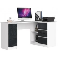 Письменный стол NORE B20, правый вариант, белый/черный цена и информация | Компьютерные, письменные столы | pigu.lt