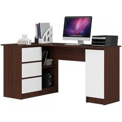Письменный стол NORE B20, левый вариант, темно-коричневый/белый цена и информация | Компьютерные, письменные столы | pigu.lt