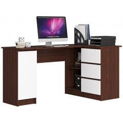 Письменный стол NORE B20, правый вариант, темно-коричневый/белый цена и информация | Компьютерные, письменные столы | pigu.lt
