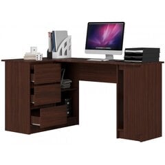 Письменный стол NORE B20, левый вариант, темно-коричневый цена и информация | Компьютерные, письменные столы | pigu.lt