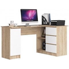 Письменный стол NORE B20, правый вариант, цвета дуба/белый цена и информация | Компьютерные, письменные столы | pigu.lt