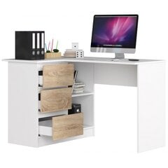 Письменный стол NORE B16, левый вариант, белый/цвета дуба цена и информация | Компьютерные, письменные столы | pigu.lt