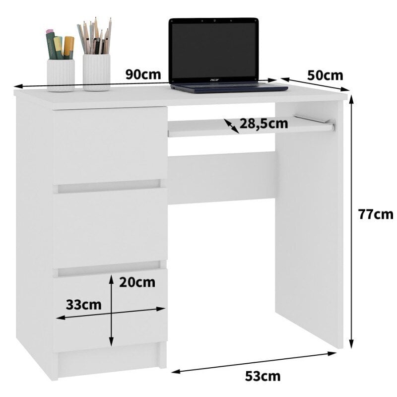 Rašomasis stalas NORE A6, kairinis, tamsiai rudas/ąžuolo spalvos kaina ir informacija | Kompiuteriniai, rašomieji stalai | pigu.lt