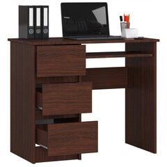 Письменный стол NORE A6, левый, темно-коричневый цена и информация | Компьютерные, письменные столы | pigu.lt