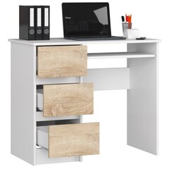 Письменный стол NORE A6, левый, белый/цвета дуба цена и информация | Компьютерные, письменные столы | pigu.lt