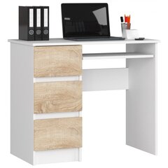Письменный стол NORE A6, левый, белый/цвета дуба цена и информация | Компьютерные, письменные столы | pigu.lt