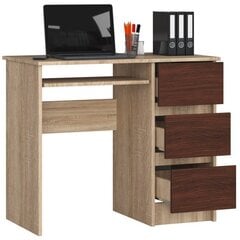 Письменный стол NORE A6, правый, темно-коричневый/цвета дуба цена и информация | Компьютерные, письменные столы | pigu.lt