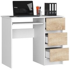 Письменный стол NORE A6, правый вариант, белый / цвета дуба цена и информация | Компьютерные, письменные столы | pigu.lt