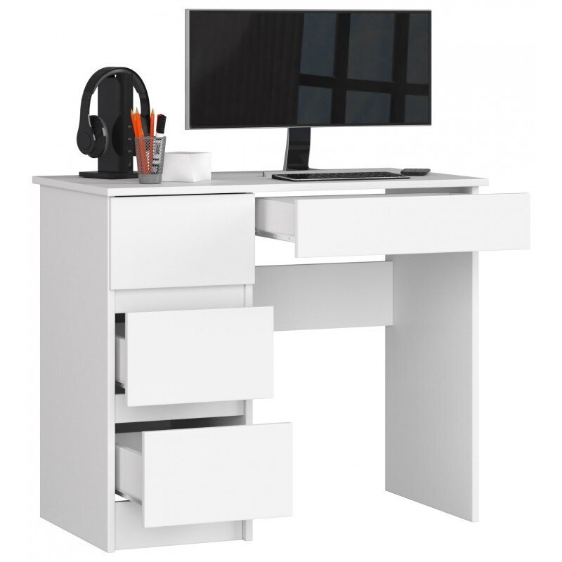 Rašomasis stalas Nore A7, kairinis, baltos spalvos kaina ir informacija | Kompiuteriniai, rašomieji stalai | pigu.lt