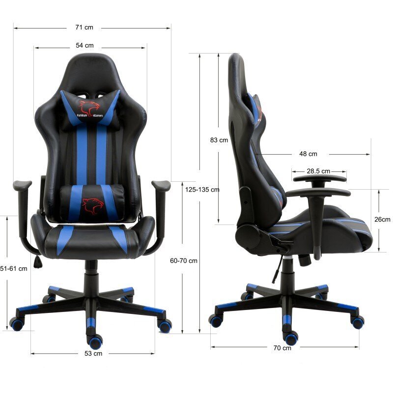 Žaidimų kėdė Nore F4G FG33, juoda/mėlyna kaina ir informacija | Biuro kėdės | pigu.lt