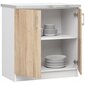 Virtuvinė spintelė NORE Lima S80, baltos/ąžuolo spalvos kaina ir informacija | Virtuvinės spintelės | pigu.lt