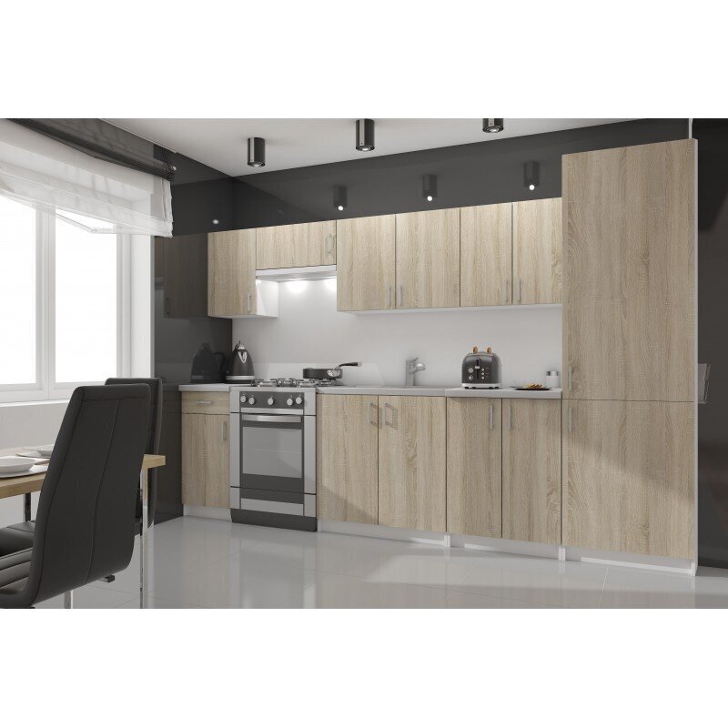 Aukšta virtuvinė spintelė NORE Lima S60/205 LO, baltos/ąžuolo spalvos цена и информация | Virtuvinės spintelės | pigu.lt