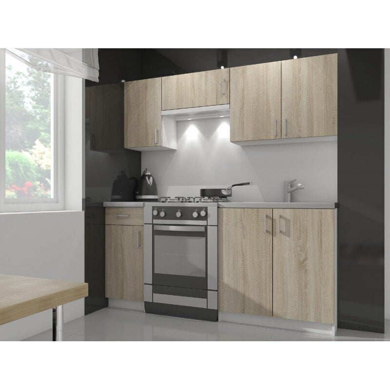 Kampinė virtuvinė spintelė NORE Lima S90/90N, baltos/ąžuolo spalvos kaina ir informacija | Virtuvinės spintelės | pigu.lt