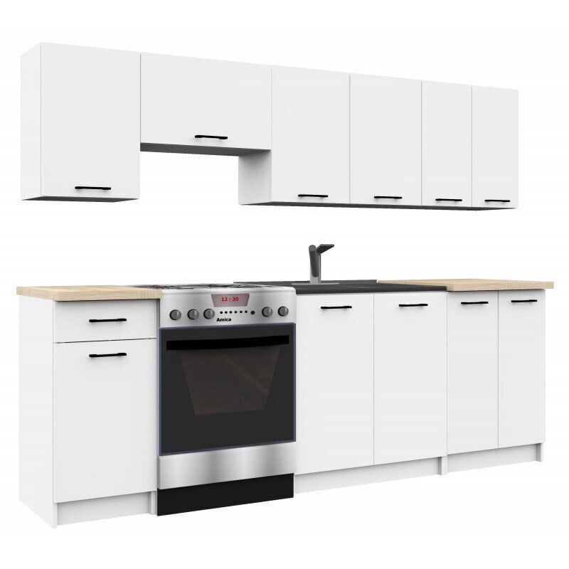 Virtuvinė spintelė NORE Oliwia S60 su 3-iais stalčiais, balta kaina ir informacija | Virtuvinės spintelės | pigu.lt