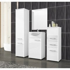 Подвесной шкафчик для ванной комнаты NORE Fin W60, белый глянцевый цена и информация | Шкафчики для ванной | pigu.lt