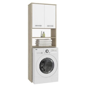 Spintelė virš skalbimo mašinos FIN, ąžuolo spalvos/balta kaina ir informacija | Vonios spintelės | pigu.lt
