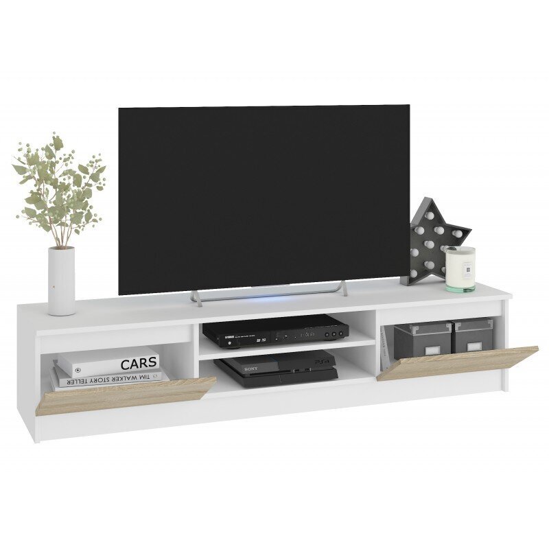 TV staliukas NORE CLP 160, baltas/ąžuolo spalvos kaina ir informacija | TV staliukai | pigu.lt
