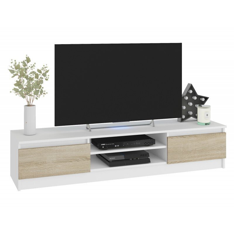 TV staliukas NORE CLP 160, baltas/ąžuolo spalvos kaina ir informacija | TV staliukai | pigu.lt