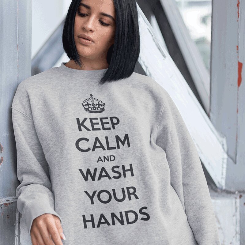 Džemperis "Keep Calm Wash Your Hands", pilkas kaina ir informacija | Originalūs džemperiai | pigu.lt