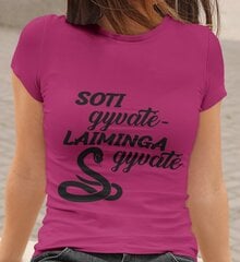 Moteriški marškinėliai „Soti gyvatė, laiminga gyvatė“, rožiniai kaina ir informacija | Originalūs marškinėliai | pigu.lt