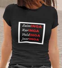 Moteriški marškinėliai „Laiminga, karinga, valdinga, įnoringa“, juodi цена и информация | Оригинальные футболки | pigu.lt