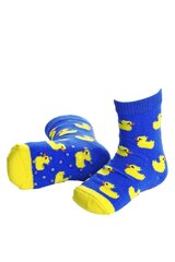 Medvilninės kojinės mažyliams su neslidžiu padu mėlynos spalvos su geltonais ančiukais PARDIRALLI kaina ir informacija | Kojinės, pėdkelnės kūdikiams | pigu.lt