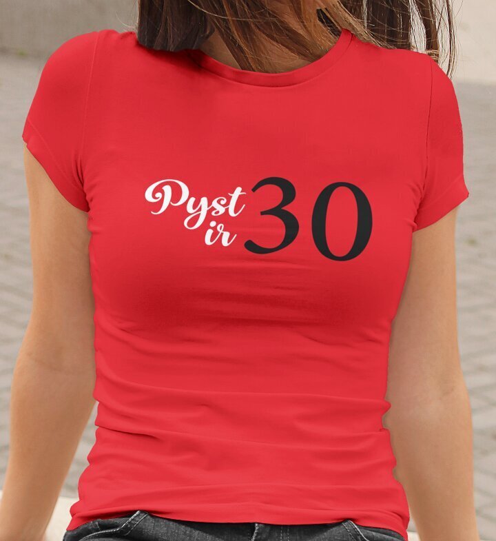 Moteriški marškinėliai „Pyst ir...“, raudoni kaina ir informacija | Originalūs marškinėliai | pigu.lt