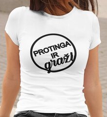 Moteriški marškinėliai „Protinga ir graži“, balti kaina ir informacija | Originalūs marškinėliai | pigu.lt