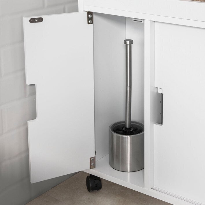 Vonios spintelė ant ratukų SoBuy BZR02-W, balta kaina ir informacija | Vonios spintelės | pigu.lt