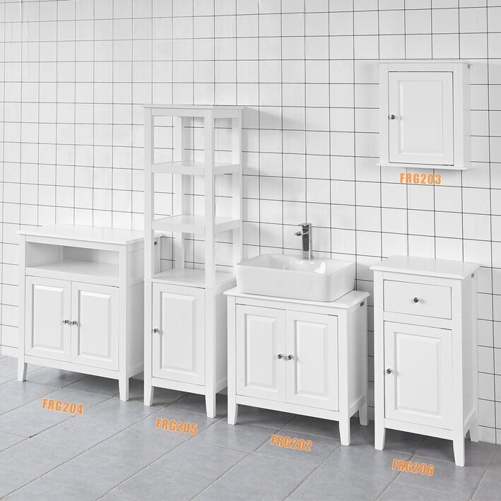 Pakabinama vonios spintelė SoBuy FRG203-W, balta цена и информация | Vonios spintelės | pigu.lt