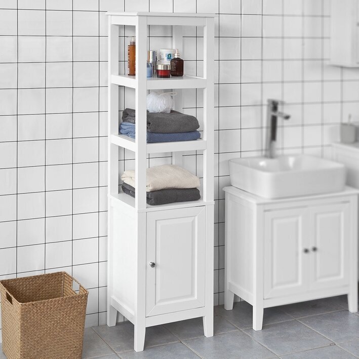Aukšta vonios spintelė SoBuy FRG205-W, balta kaina ir informacija | Vonios spintelės | pigu.lt