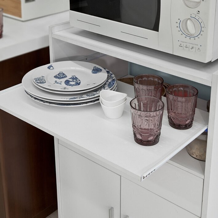 Virtuvinė spintelė ant ratukų SoBuy FSB09-W, balta kaina ir informacija | Virtuvinės spintelės | pigu.lt