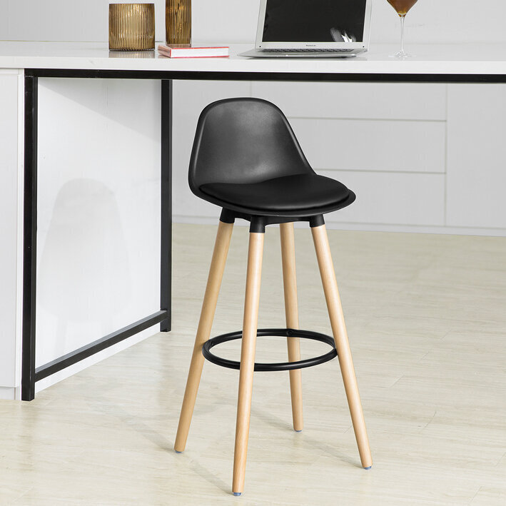 Baro kėdė SoBuy FST70-SCH, juoda/ruda kaina ir informacija | Virtuvės ir valgomojo kėdės | pigu.lt