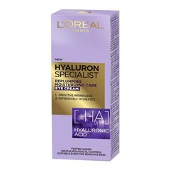 Увлажняющий крем вокруг глаз L'Oreal Hyaluron Specialist 15 мл цена и информация | Сыворотки, кремы для век | pigu.lt