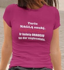 Moteriški marškinėliai „Turiu naglą snukį“, rožiniai kaina ir informacija | Originalūs marškinėliai | pigu.lt