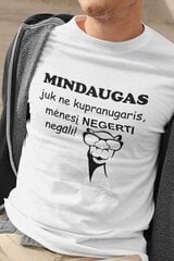 Vyriški marškinėliai „Mindaugas juk ne kupranugaris“, balti цена и информация | Оригинальные футболки | pigu.lt