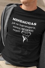 Vyriški marškinėliai „Mindaugas juk ne kupranugaris“, juodi цена и информация | Оригинальные футболки | pigu.lt