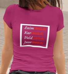 Moteriški marškinėliai „Laiminga, karinga, valdinga, įnoringa“, rožiniai цена и информация | Оригинальные футболки | pigu.lt