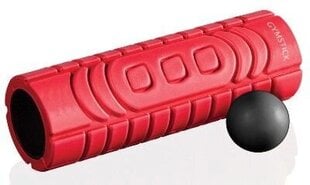 Masažinis cilindras su kamuoliuku Gymstick, raudonas/juodas kaina ir informacija | Masažo reikmenys | pigu.lt