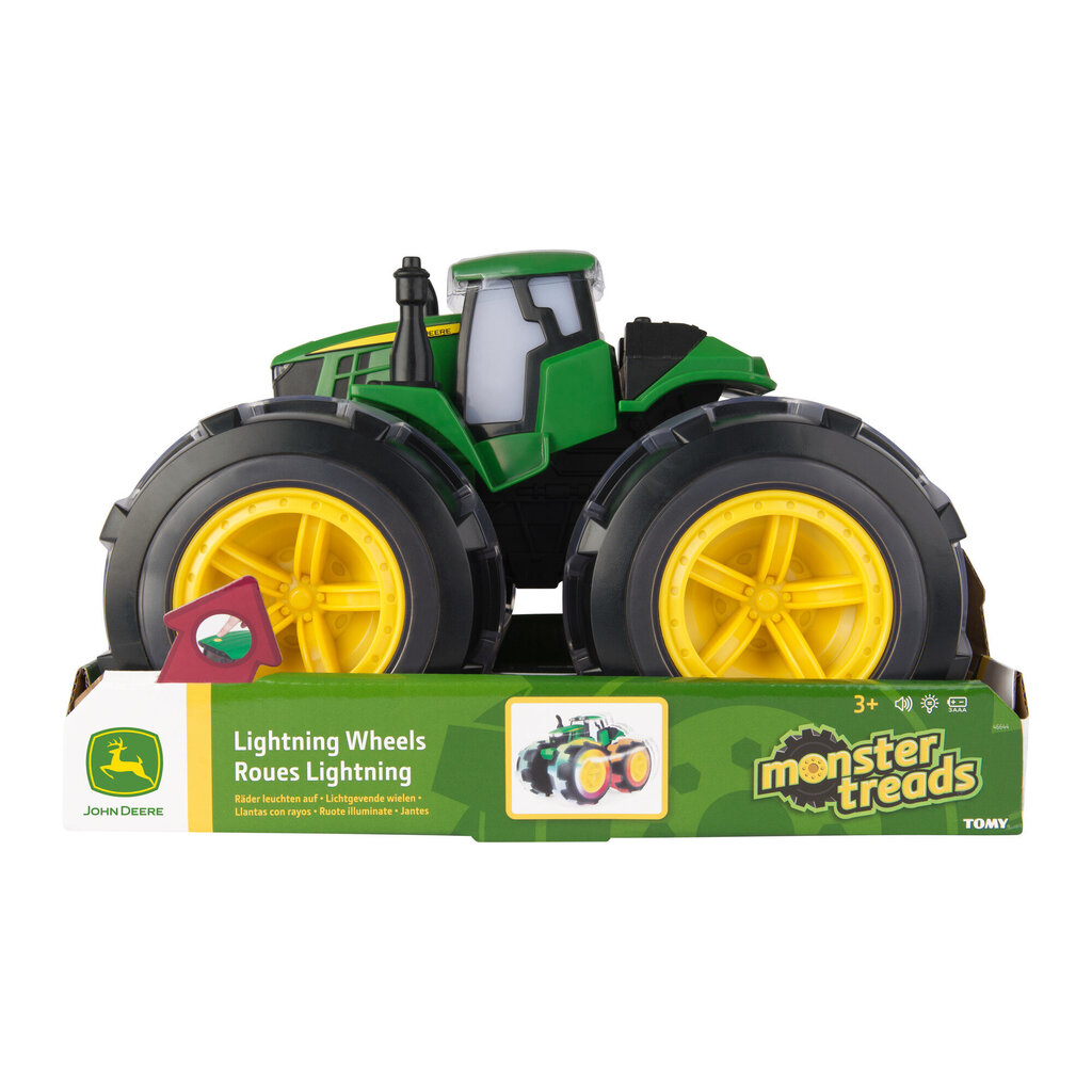 Žaislinis traktorius su šviečiančiais ratais John Deere, 46644 цена и информация | Žaislai berniukams | pigu.lt