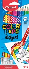 Цветной карандаш ColorPeps Oops! 12шт. с резинкой цена и информация | Принадлежности для рисования, лепки | pigu.lt