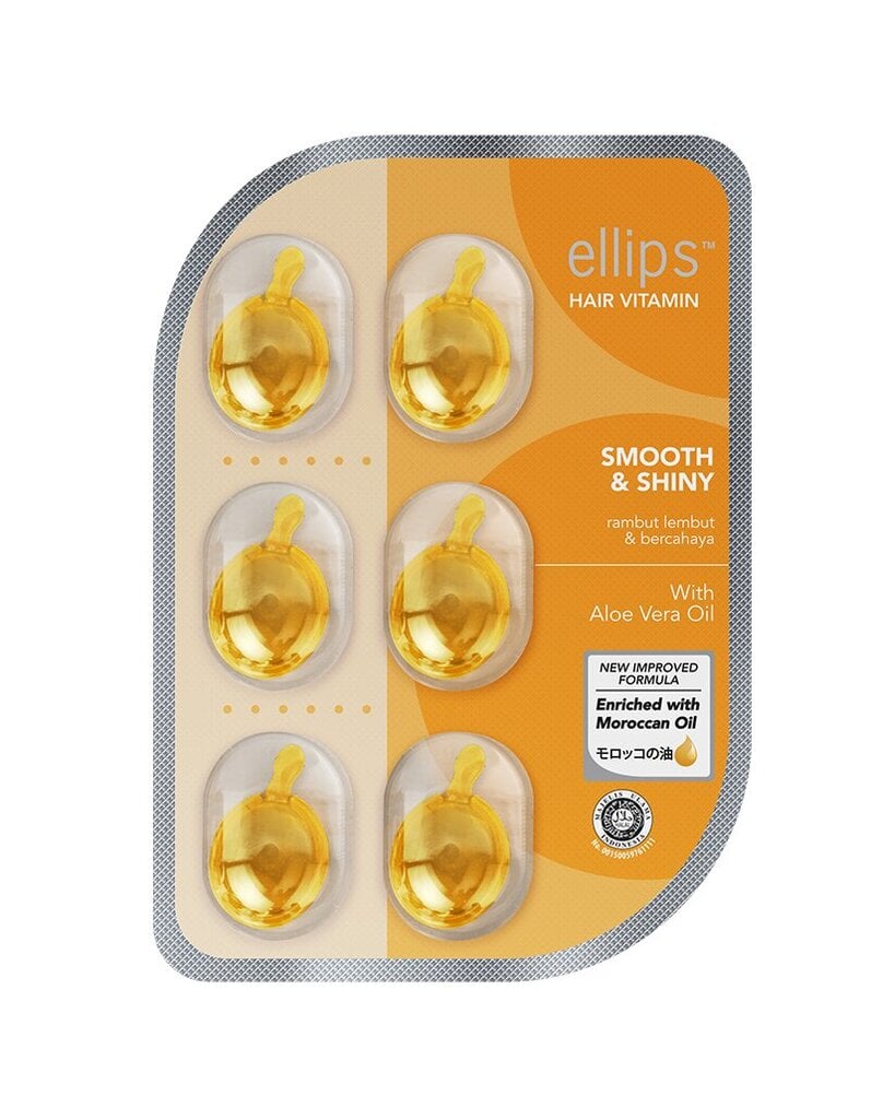 Ellips tepami vitaminai plaukų apimties didinimui "Smooth & Shiny", 6 x 1 ml kaina ir informacija | Priemonės plaukų stiprinimui | pigu.lt