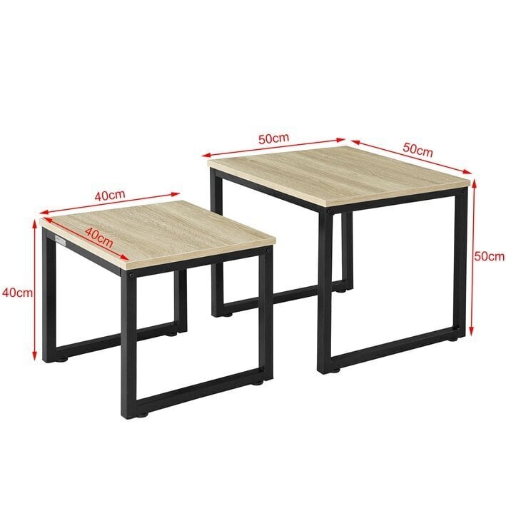 Dviejų staliukų komplektas SoBuy FBT42-N, rudas/juodas kaina ir informacija | Kavos staliukai | pigu.lt