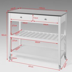 Кухонный шкафчик на колесиках SoBuy FKW47-W, белый цена и информация | Кухонные шкафчики | pigu.lt
