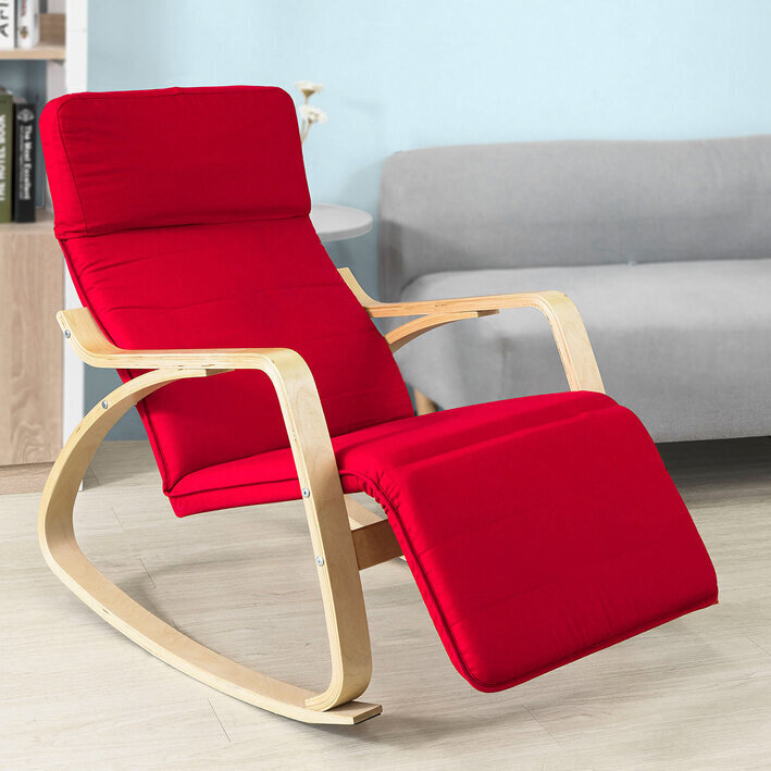 Supamas krėslas SoBuy FST16-R, raudonas/rudas kaina ir informacija | Svetainės foteliai | pigu.lt